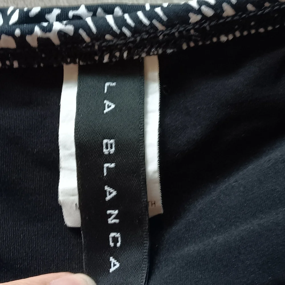 La Blanca Bikini Tie Halter Top Swim Skirt Black White Size 10 - Picture 2 of 16